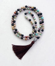 High End 8MM Lava Rock Natural Stone With Micro Cubic Ziconia Tassel Neckla
