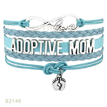 (10 PCS/lot) Custom  Infinity Love Adoptive Mom Double foot Charm Wrap Brac