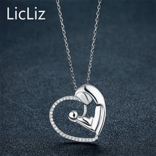 LicLiz 925 Sterling Silver Pendant Chain Necklace Gift For Mother Mom Heart