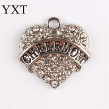 Pink White Blue Red New Love Heart Letter CHEER MOM Crystal Charm Pendant F