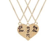 3 Pcs Mom Big Sis Little Sis Puzzle Necklace Broken Heart Pendant Women Cho