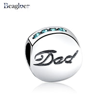 Beagloer 925 Sterling Silver Dad and Mom Charm Beads Fit Handmade Bracelet