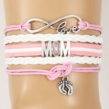 Infinity Love Family Bracelets Handmade Baby Feet Charm Mother/Mom/Grandma/