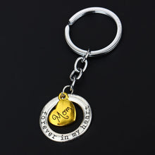 Mother Gift Circle Charm Keychain Heart Family Member Gift Jewelry Silver K
