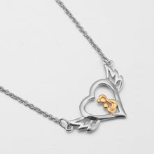 Eudora 100% Pure 925 Sterling Silver Gold Color Mom Hold Baby Angel Wings H