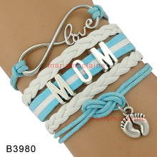 (10 PCS/lot) High Quality Infinity Love Mom Baby Feet Bracelets Mother and