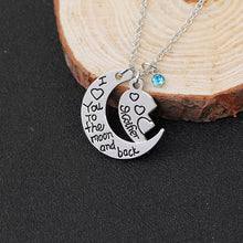 I Love You mother daughter Necklaces pendants the moon shape Statement Neck