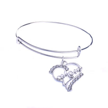 Heart Mom Crystal Bangle For Mother Family Love Mother's Gifts Bracelet For