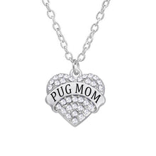 New Fashion 2017 Hotsale Heart In Rhinestone Charm Pug Mom Necklaces Jewelr