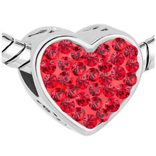 Fit Pandora charm bracelets Mom Light Red Crystal Heart Rhinestone Beads Ch