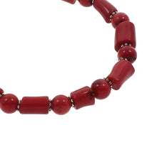 YYW Women Mom Jewelry Fashion Deep Red Natural Coral Bracelet 6.5"/16cm Len