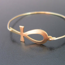 Golden / silver Color Egyptian Hieroglyphic Ankh Bangle Bracelet Gift for f