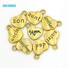15pcs Antique Golden Plated Daughter  Mom Grandma Charms Pendants for Jewel