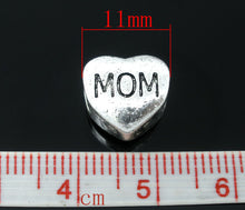 DoreenBeads 20 antique silver "MOM" Heart Charm Beads Fit European Charm 11