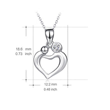 YFN Genuine 925 Sterling Silver Love Heart Mom And Child Mother Love Crysta