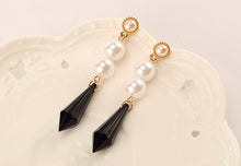 Hot Earrings Black Earring With Rhinestone No Piercing Ear Clip Pearl Clip
