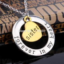 XIAOJINGLING  Round Circle Forever In My Heart Pendant Necklace Gold Heart