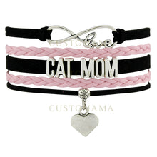 Custom  Infinity Love Cat Mom Heart Charms Bracelets For Women Mens Jewelry