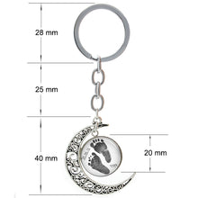 TAFREE Vintage Footprint key chain Personalized Baby Name date custom Moon