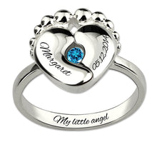 Wholesale Baby Feet Birthstone Ring White Gold Color Sterling Silver Ring W