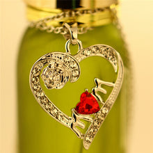 Charm Necklace for Mother's Day Gift  Mom Friend Red Crystal Heart Necklace