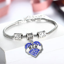 Engraved MOM Family Gifts Love Heart Rhinestone Crystal Charm Pendant Silve