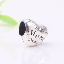 Ranqin Real 925 Sterling Silver Pink CZ Openwork Mom Charm Beads fit Pandor