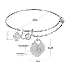 new fashion stainless steel charm bracelet bangle round heart locket with l