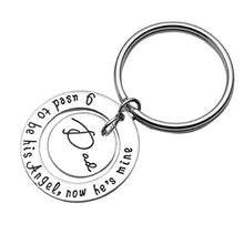 I Used to Be Her His Angel,Now She's He's Mine Round Circle Key Ring Mom Da