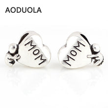 10 Pcs a Lot Metal Beads Spacer MOM Letter with Baby Bead Silver Alloy Hear