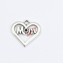 Antique Silver Plated Mom Heart Charms Pendant Bracelet Necklace Jewelry Ma