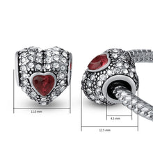 Full Crystal Heart Beads fit Pandora Original Snake Chain Bracelets BEST MO