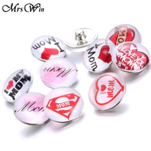 120pcs/lot Snap Jewelry I Love Mom Ginger Glass 18mm 20mm Snap Buttons Fit