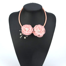 2017 Hot Sale Handmade Fabric Flower Choker Leather Fashion Necklace Jewelr