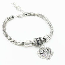 2016Multicolor Charm Crystal Heart Bracelet love Mom SISTER Mother family G