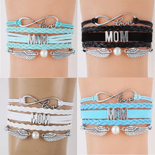 (10Pcs/Lot) Infinity Love Mom Braided Bracelet & Bangles Charm Leather Brac