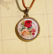 Baroque Style Rose Flower Print Necklace Leather Long Necklace Mothers Day