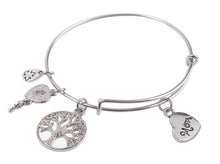 5PCS Fashion Expandable Wire Bangle Mom Heart Charm Bracelet bangle  #92109