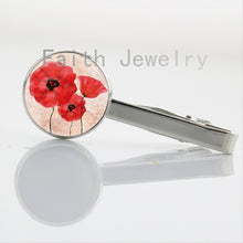 Charming Red Poppy collar clips Field Of Poppies Flowers picture Necktie Ba