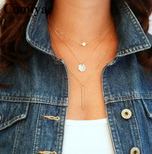 Comiya Thin New Plated Simple Chain Necklace 3 Layer Long Pendant Necklaces