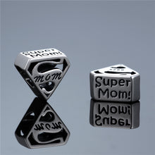 2Pcs/Lot Silver 925 Jewelry Silver Triangle Super Mom Charm Mother'S Day Gi