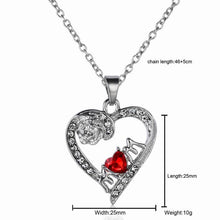 Silver Mother Day Necklace Jewelry Heart Shape Pendant Necklace Rose Flower
