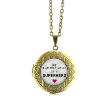 Autism Locket Pendant Necklace My Autistic Child is a Superhero Survivor Je