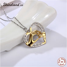 Shineland Mom Loves Baby Hand in Hand 925 Sterling Silver Fashion AAA Zirco
