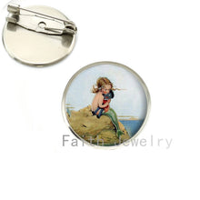 Mermaid Kissing Baby Brooches Charm Sirens of the Sea Fairytales Mythology