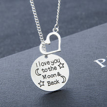 Letter "I Love You To The Moon And Back" Silver Necklace Vintage Family Nec
