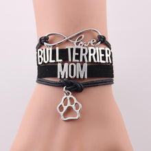 Infinity Love bull terrier mom bracelet dog pet paw charm leather bracelets