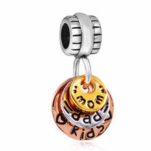 925 Sterling Silver Happy Family Charm Mom Dad Kids Pendant 3 Colors Beads