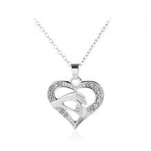 Best Gift For Mother's Day Big Hand Hold Little Hands Crystal Heart Pendant