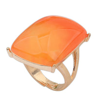 Vintage Yellow Black Square Design Resin Big Stone Ring Women Wedding Rings